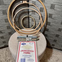 Cross Stitch Kit with Hoops and Fabric