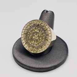 10K Aztec Calendar Ring 