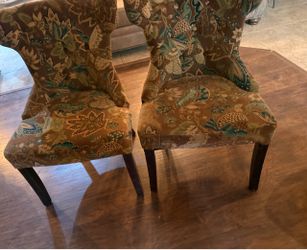 Pair of Floral Upholstered Dining Side Chairs