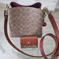 Brown & Tan Coach Bag w/ Wallet Set