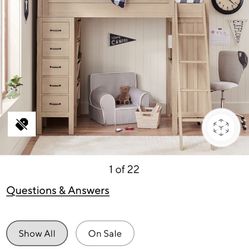 Pottery Barn Twin Loft Bed, 2 Dressers, Chair