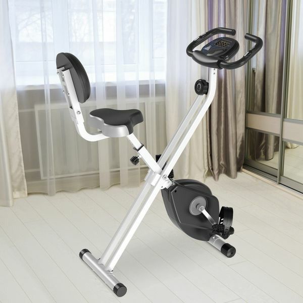 Indoor Foldable Upright Bike with LCD Screen for Cardio Aerobic Exercise Grey