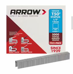 Arrow T50 1/2 in. Leg x 3/8 in. 508IP Galvanized, Medium Crown, Chisel Point, 20-Gauge Heavy-Duty Steel Staples (5,000-Pack)