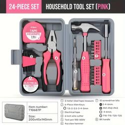 24 pcs pink tool set