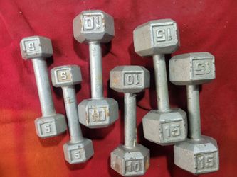 SETS OF 15s. 10s. 5s. DUMBBELLS. TOTAL 60LBs
11525 S HALSTED/7111.S WESTERN
50$ CASH ONLY AS IS