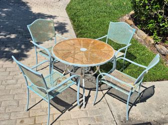 5-Piece Metal Patio Dining Set – Table + 4 Chairs