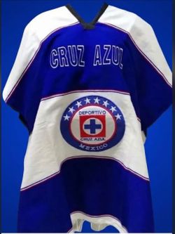 Vintage Cruz Azul Soccer Fan Poncho / Jorongo