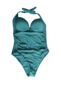 B Women's 2023 Summer Erotic One-Piece Solid Color Sleeveless Hanging Neck Lace-Up Bikini Swimsuit