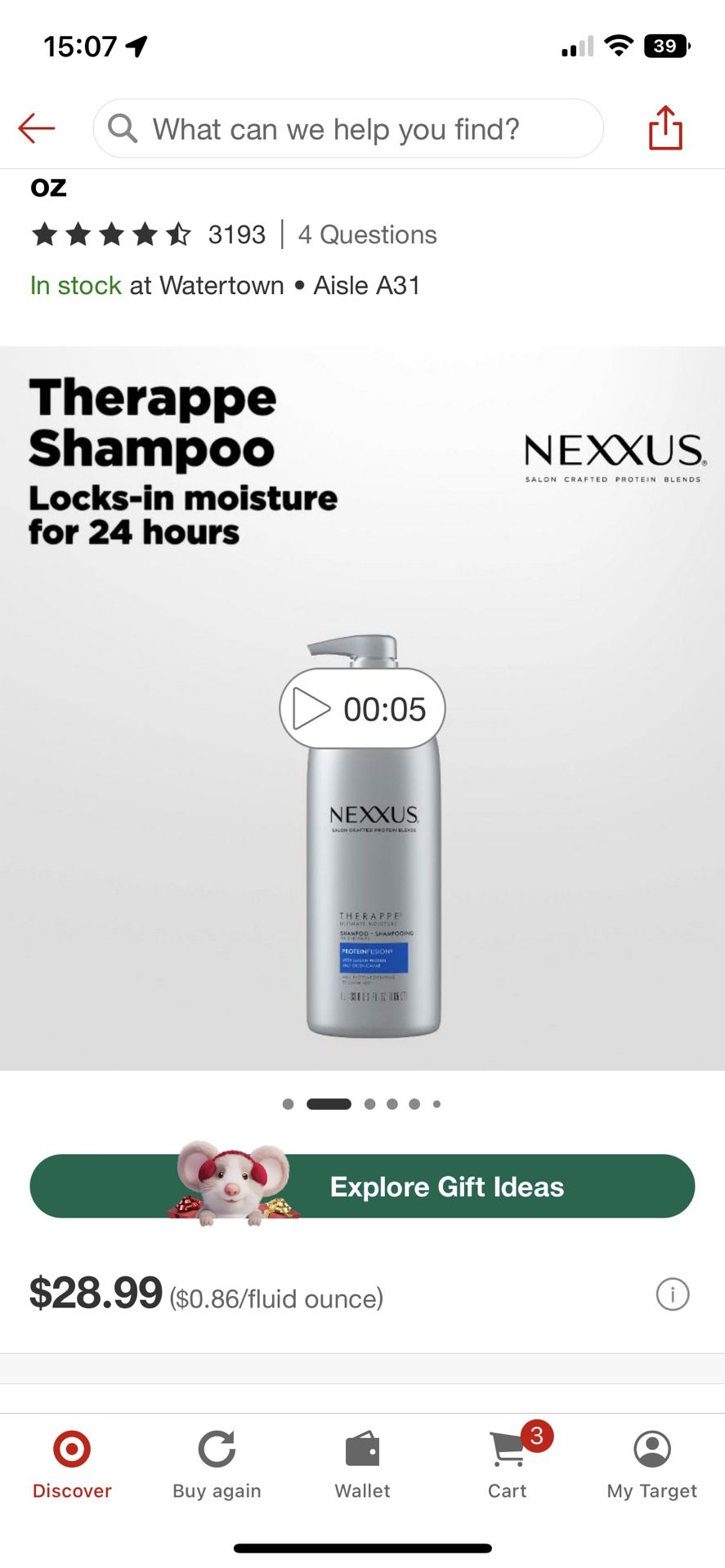 Nexxus Shampoo $10