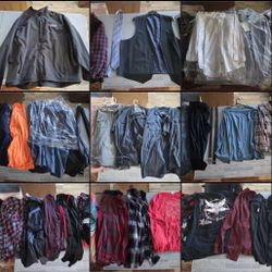 Big And Tall Wardrobe. Lots Of Shirts Mostly 3XL. Some Dress Clothes And Casual wear