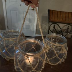 3 Glass Jars With Rope. $30