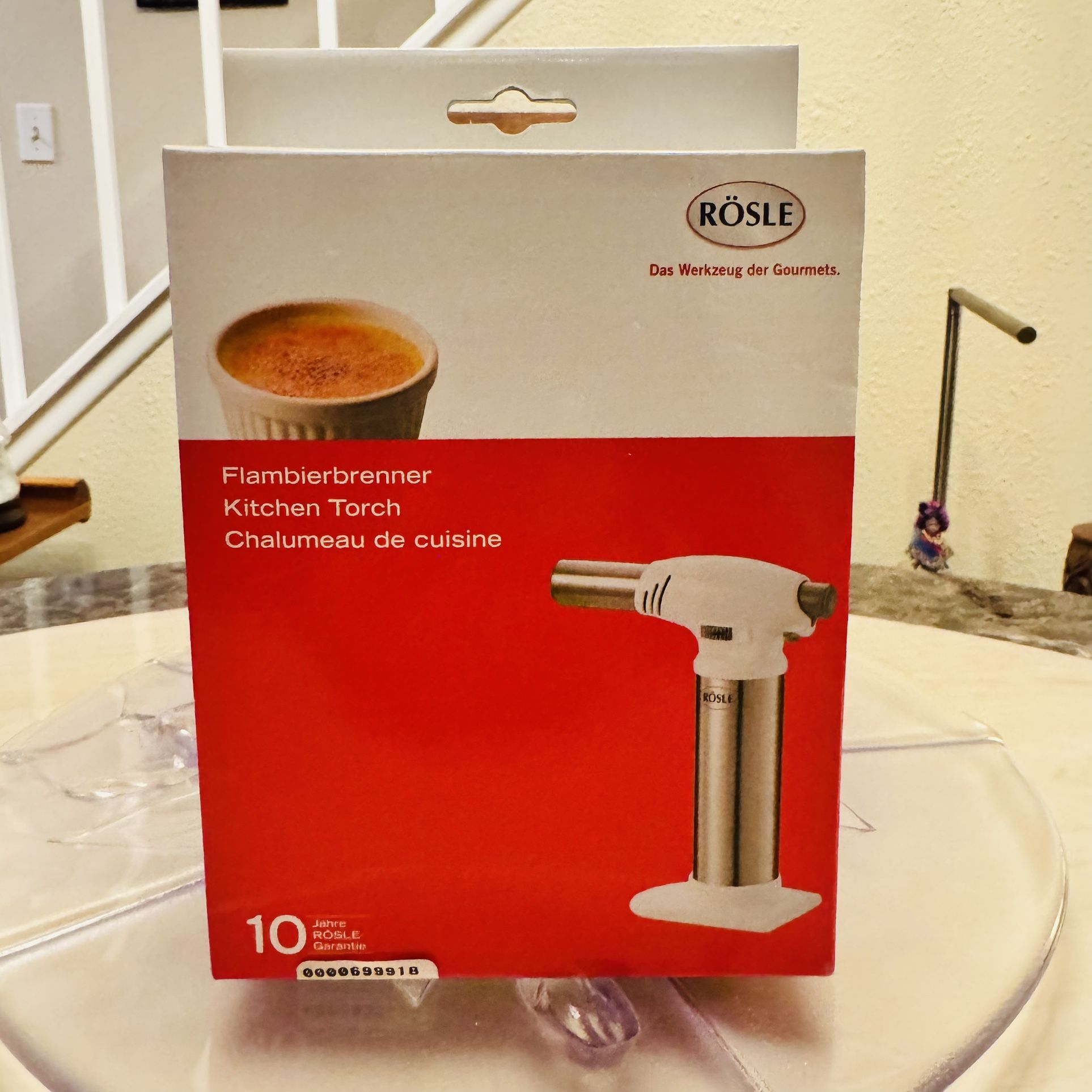 New RÖSLE Professional Kitchen Torch Flambierbrenner Stainless Steel w/ Stand