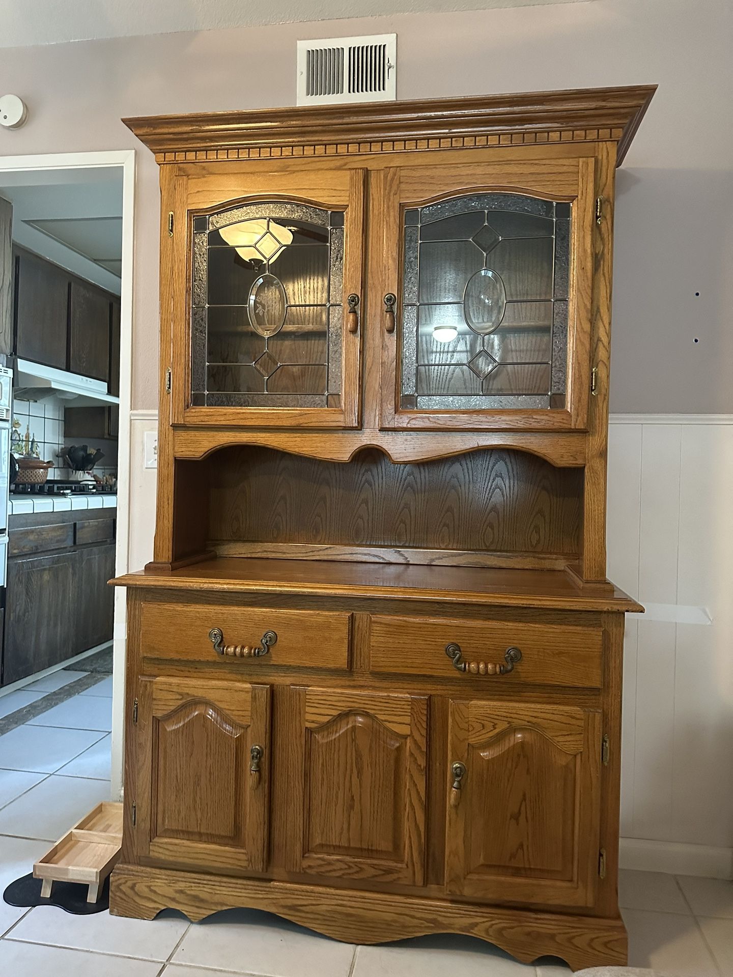 76” Two- Piece Kitchen Hutch/China Cabinet