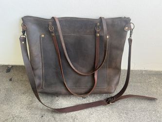 In Blue Handmade Leather Zipper Tote | Large - Espresso / Shoulder + Crossbody