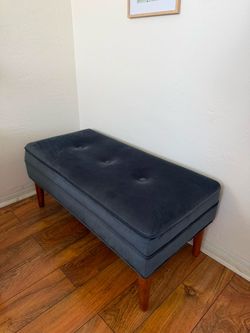 Blue upholstered bench