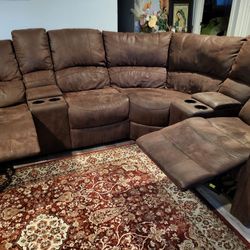 Brown L Shape Recliner Sofa 