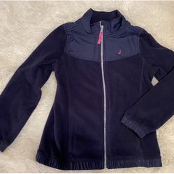 Nautica Polar Fleece Zip-Up Jacket Size M (8-10) Navy Blue for Girls 💙 