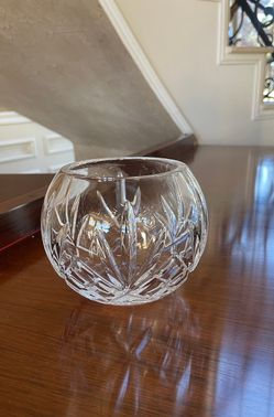 Hand Cut Lead Crystal Rose Bowl; Crystal Candleholder; Crystal Potpourri Bowl