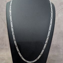 Solid Silver 24" Figaro Chain