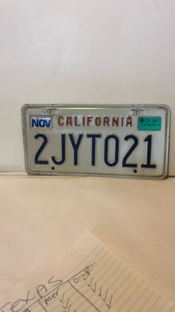 California License Plate 2JYT021