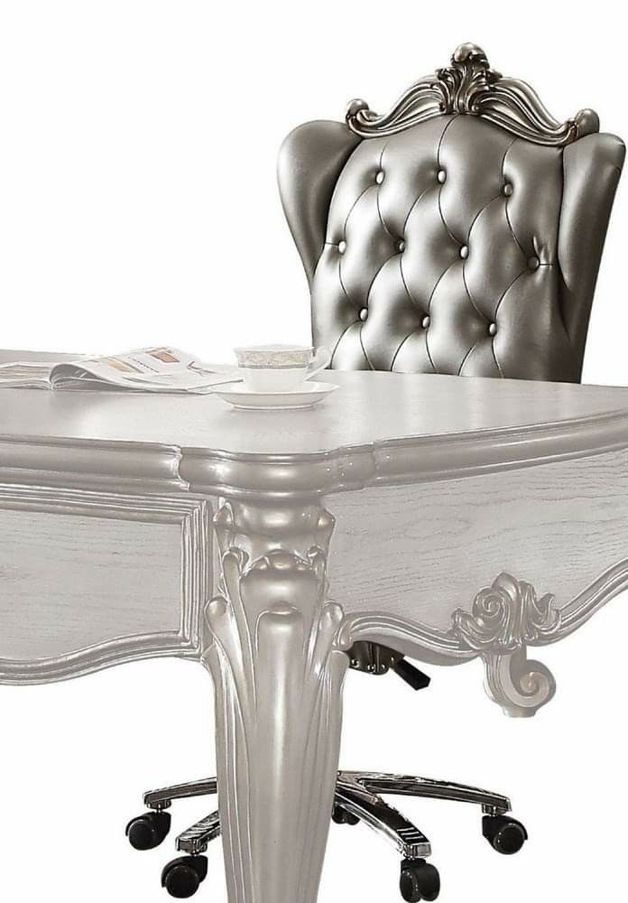 Silver PU Leather/Antique Platinum Office Desk Chair