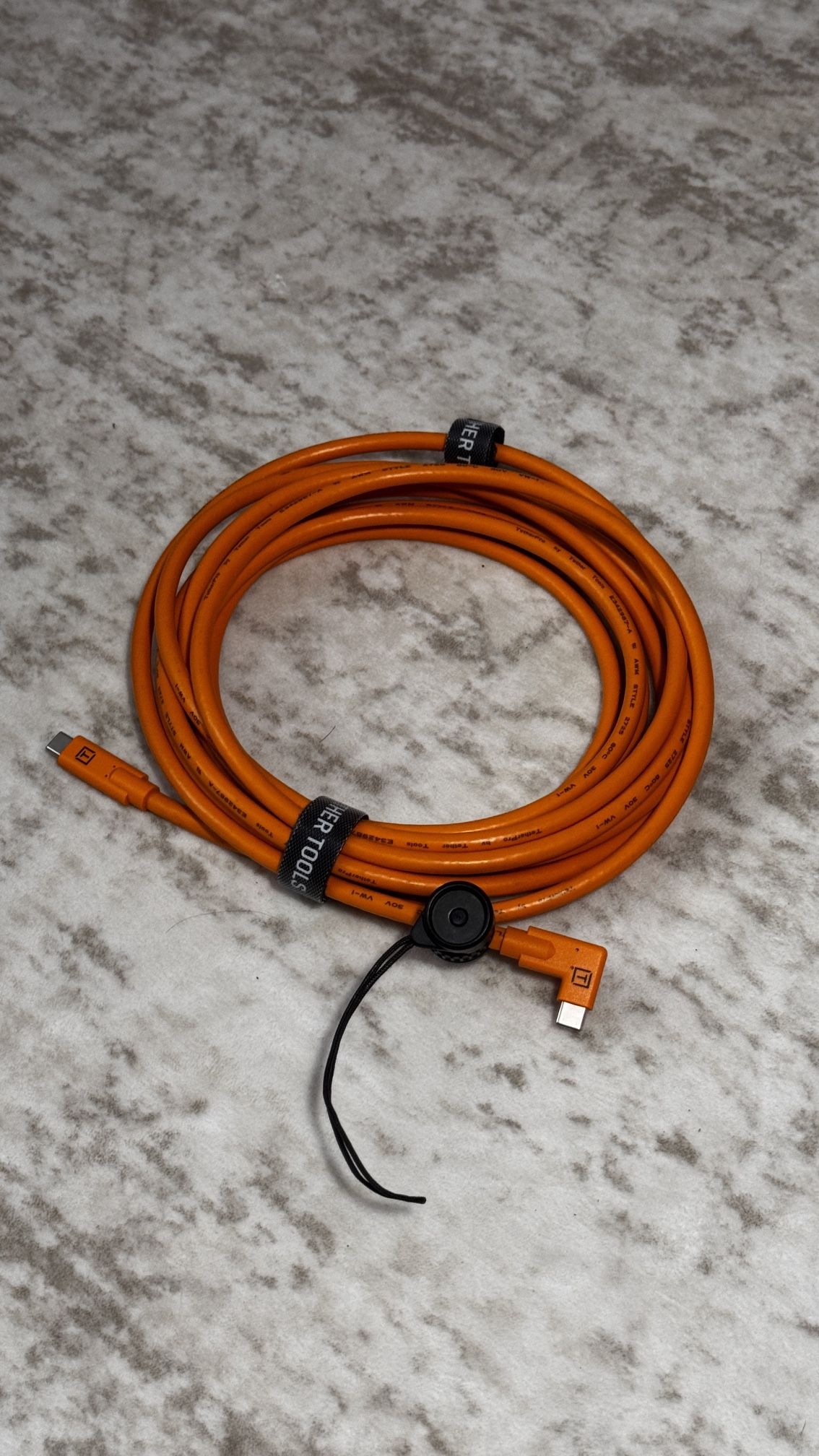 Tether Tools TetherPro USB C to USB C Right Angle Cable (Orange) + Tether Tools TetherGuard Camera Support Cable Management