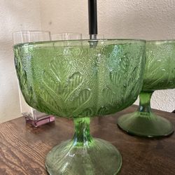 1975 FTD Avocado Green Pedestal Bowl