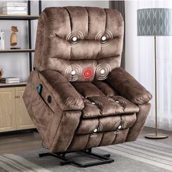 Large Power Lift Recliner Chairs with Massage and Heat for Elderly, Heavy Duty and Safety Motion Reclining Mechanism Electric Wide Recliners with US