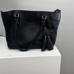 Tory Burch Black Leather Tote Bag
