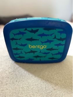 Bentgo Kids Blue Shark Pattern Bento Lunch Box 5 Compartments BPA Free