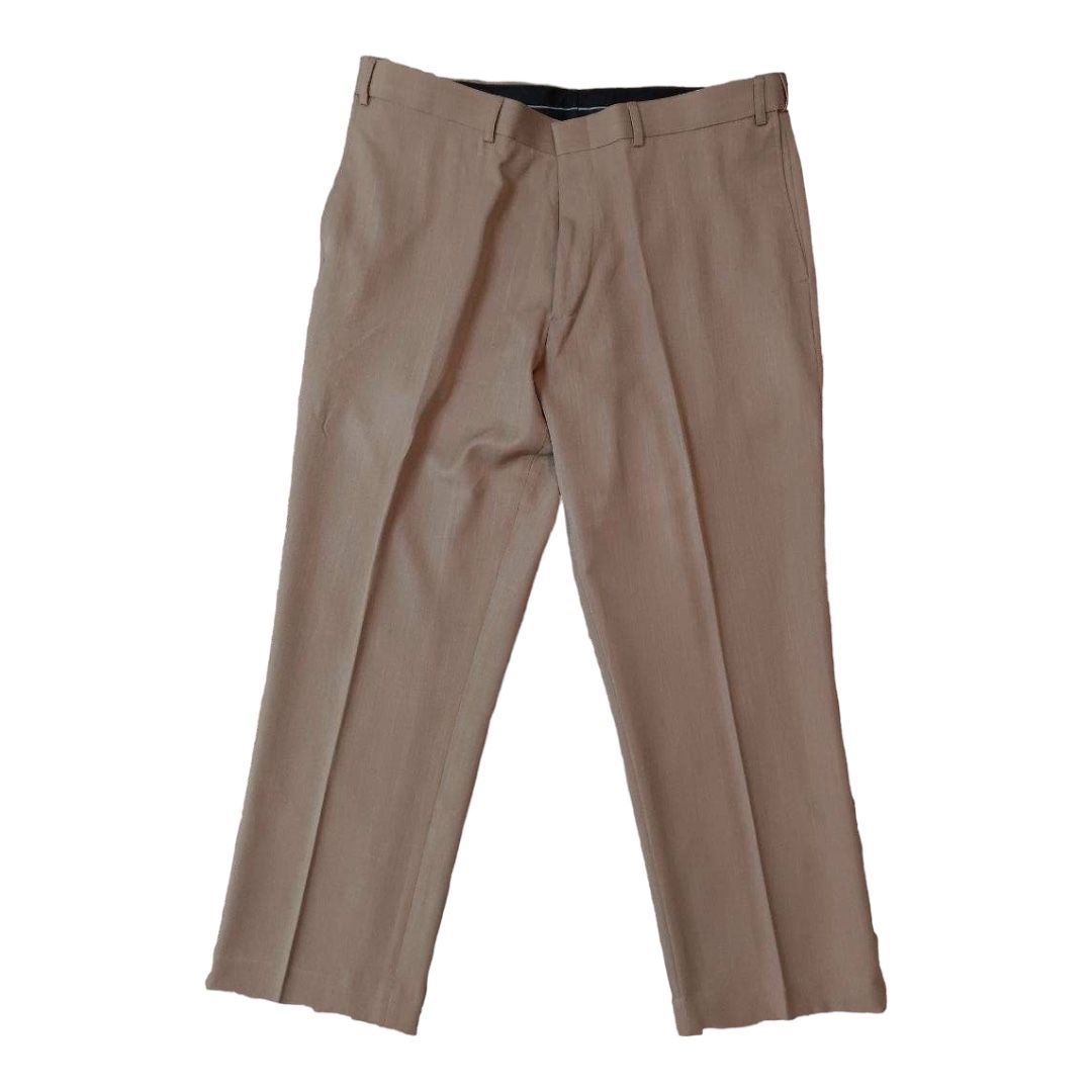 Men's BOTANY 500 Tan Brown Flat Dress Pants Size S38