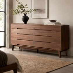 71" Walnut Solid Wood 8-Drawer Mid-Century Modern Sideboard / Accent Cabinet / Dresser [NEW IN CRATE]  **Retails for $4699 [NO ASSEMBLY REQ]