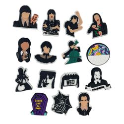15pcs Wednesday Addams crocs charms