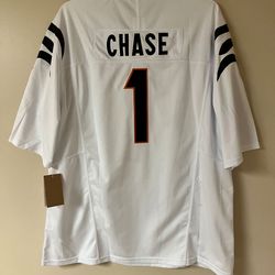 Brand New W Tags Stitched Cincinnati Bengals #1 Jamar Chase away white jersey Size Men's 3XL! SHOOT ME AN OFFER!