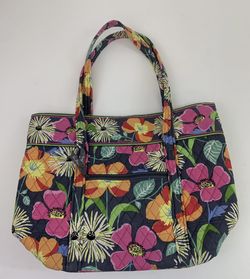  SoldSold Vera Bradley Jazzy Blooms Large Tote Bag Pink Gray Orange Quilted