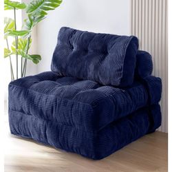 Brand New In The Box- WLIVE Bean Bag Chair Adult Teen, Bedroom Living Room Comfort Corduroy Bean Bag Chair with Backrest, Blue