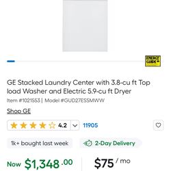 GE Stacked Washer/dryer 27” New