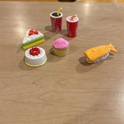 Six Different Pull apart food erasers