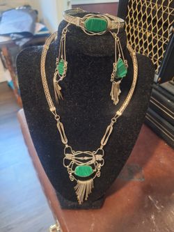 Juego de plata 925 esclava y aretes y collar buen estado
