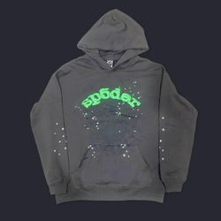 Grey and Green Spider Hoodie Size M SHIP ASAP