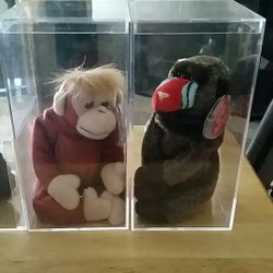 Beanie babies with cases and tag protectors