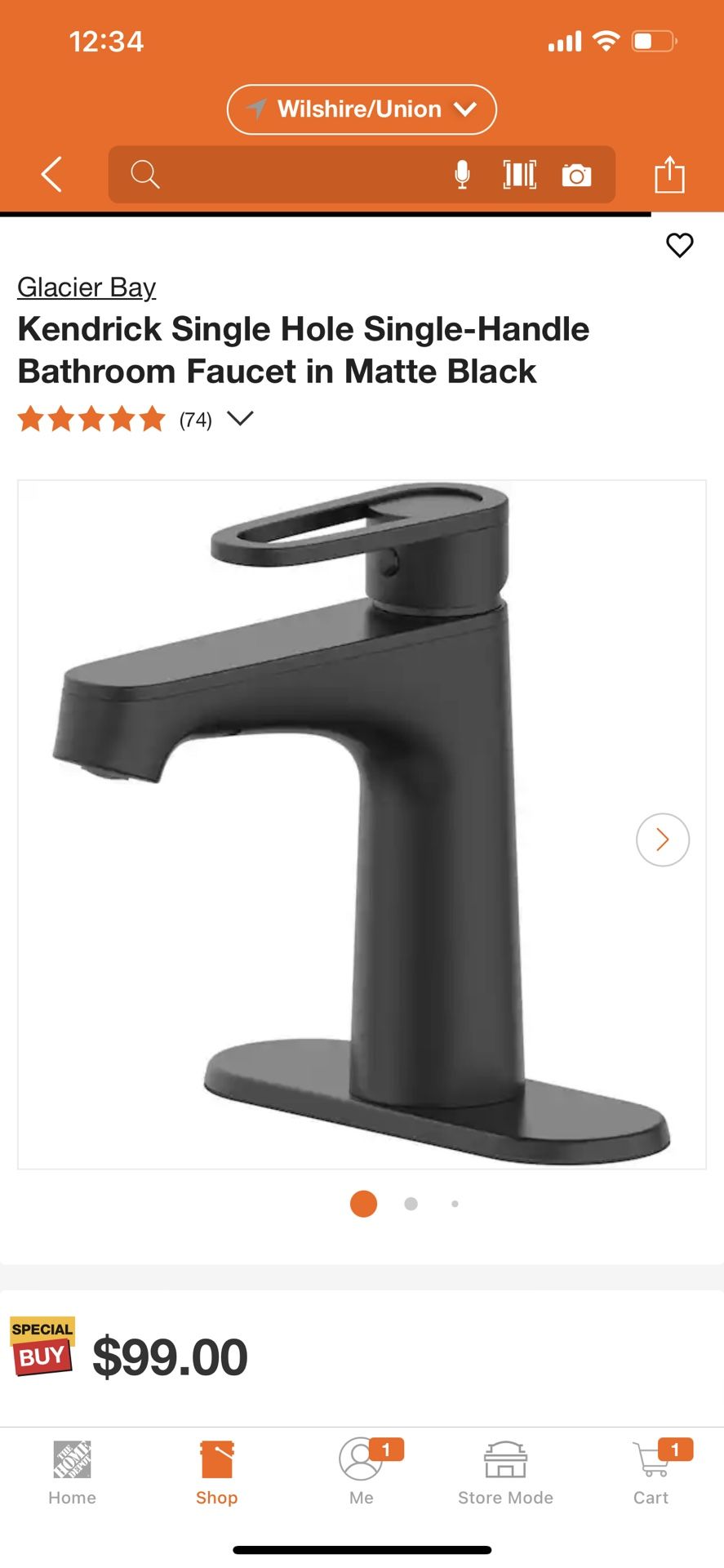 Glacier Bay Kendrick Single Hole Single Handle Bathroom...