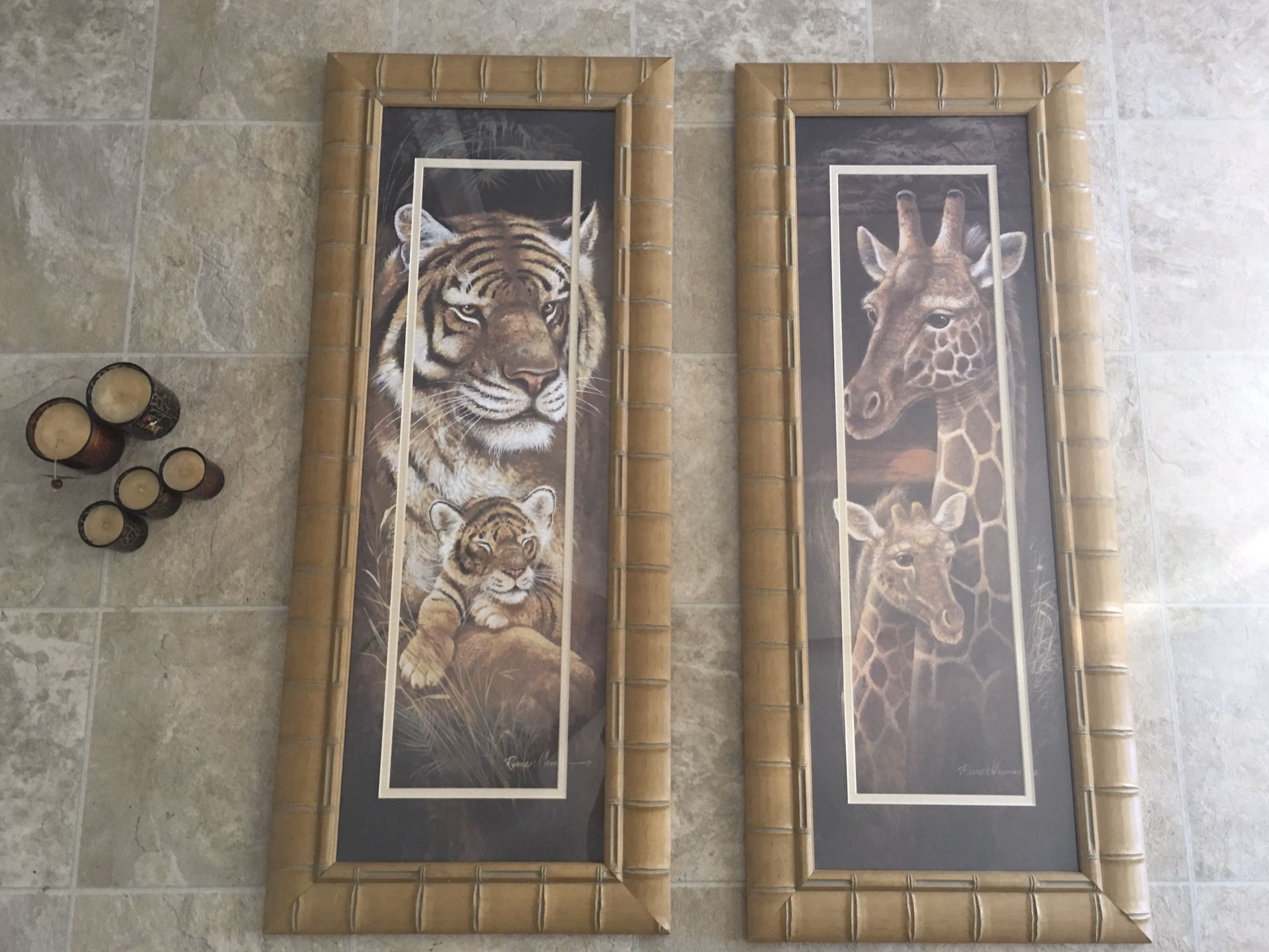 Ruane Manning - Giraffe Tiger Artwork Home Wall Decor & Jungle Candles