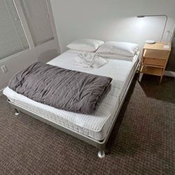 Newer Queen Ikea Bedroom Set: Myrbacka Mattress, Delaktig Bed Frame, Nightstand...