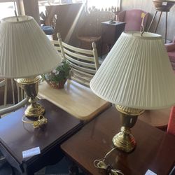 Pair Of Brass Lamps