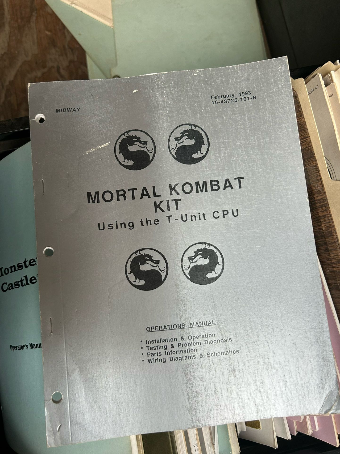 Mortal Kombat Kit Using The T Unit CPU Orignal Arcade Manual