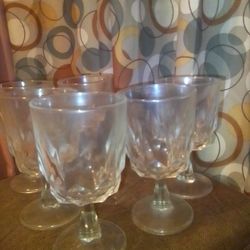 Libbey's Footed Cambridge Water Crystal Glass Goblets Lot Of Six
