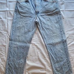 Vintage Levis 505 Regular Fit Straight Leg Mens Jean 34x30 Orange Tab Light Wash