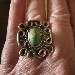 Sterling Silver & Green Turquoise Ring $48