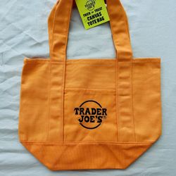 Trader Joe’s Orange Mini Canvas Bag, New With Tags